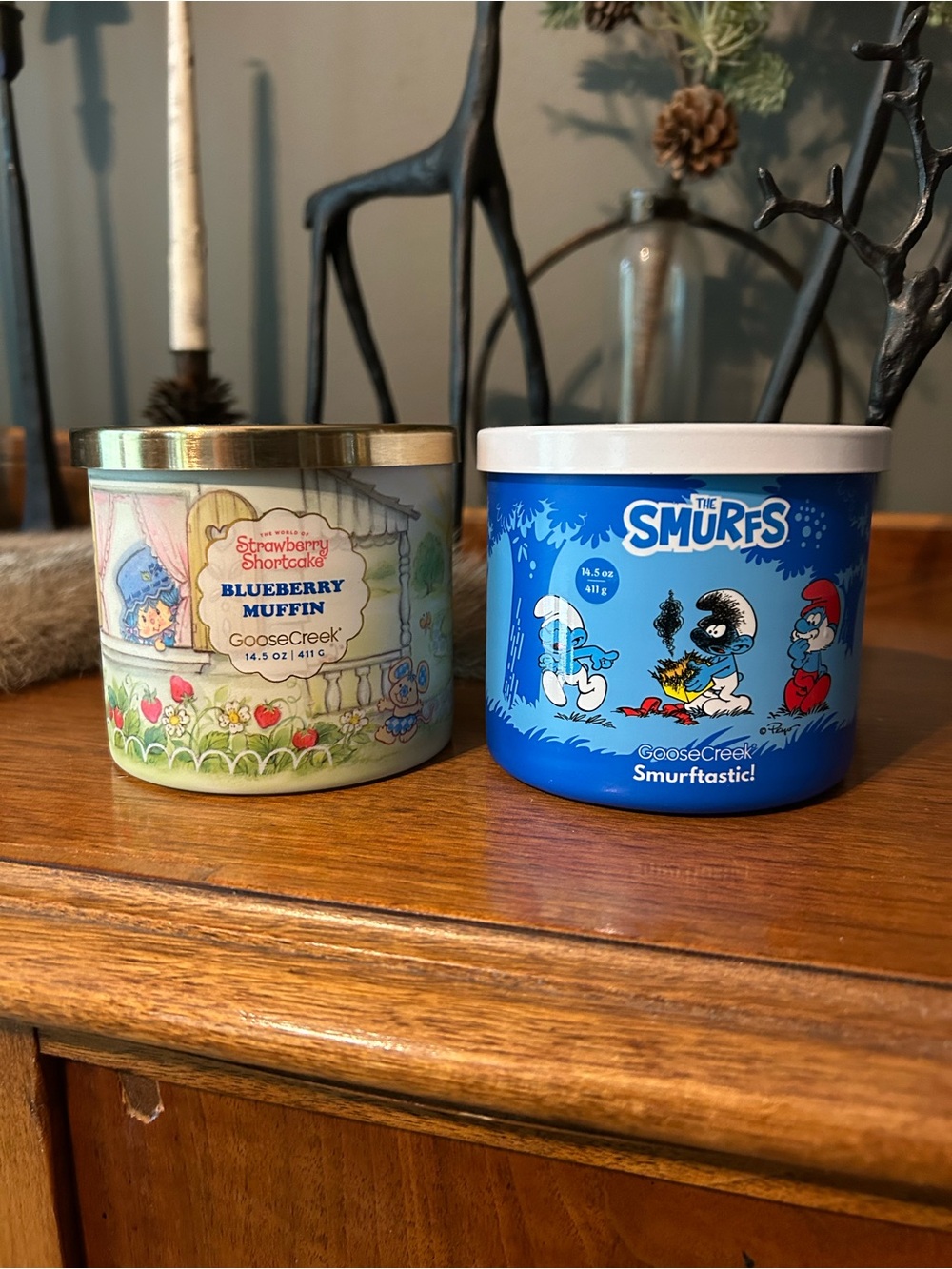 NWT Goose Creek Blueberry Muffin & Smurfs Scented 3 wick Candles retro nostalgia